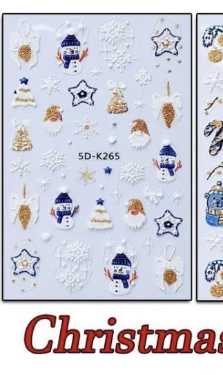Nail Stickers Art Decal DIY Design 5D Waterproof Embossed Christmas Gold Glitter