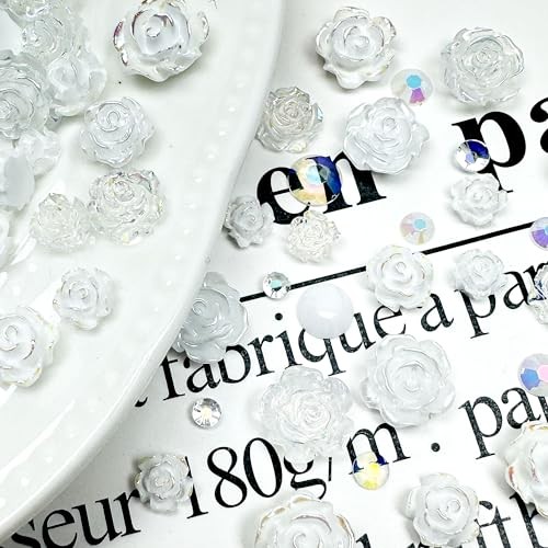 3D Flower Charms for Nails Cute Rose Flowers 3D Flower Rhinestones Charms 13