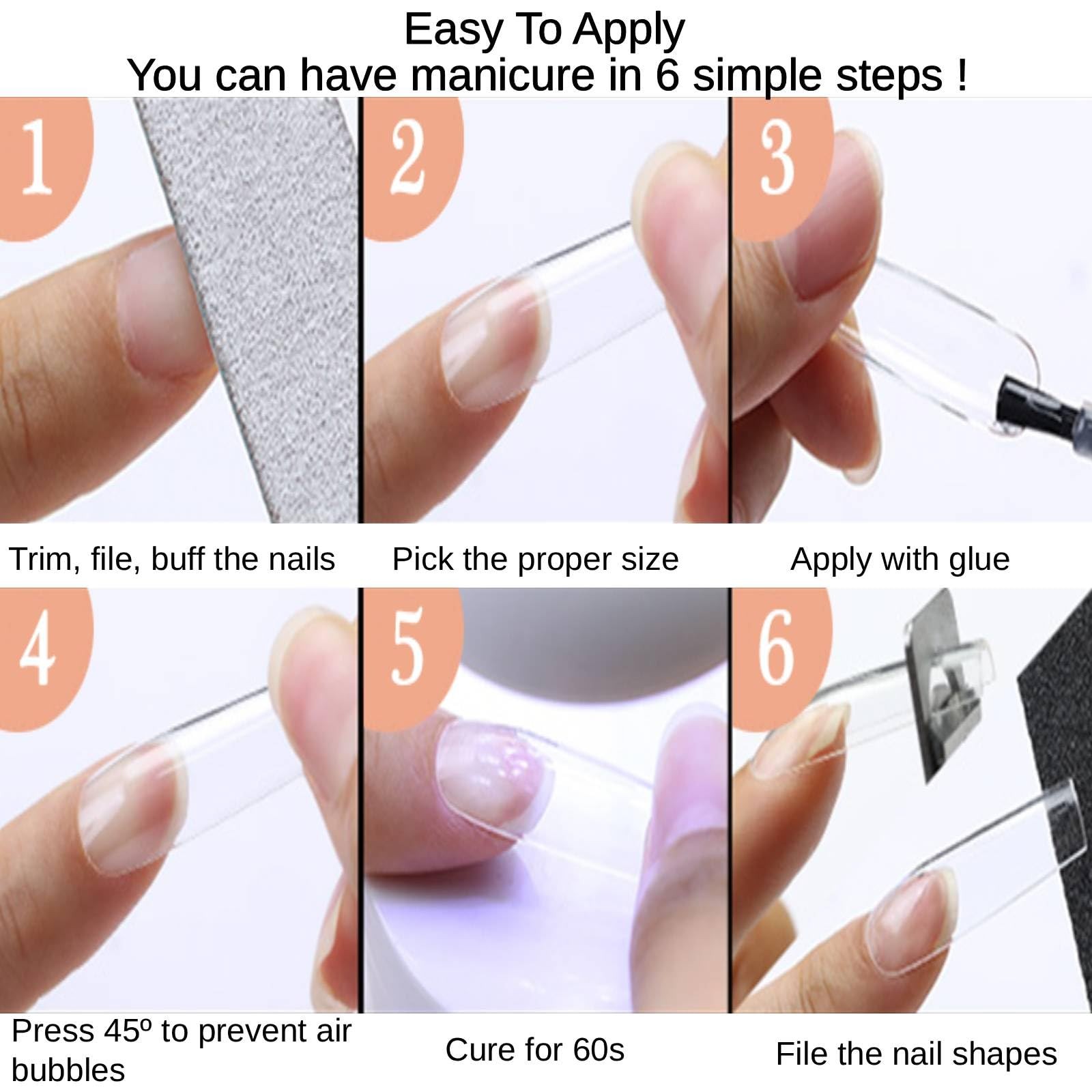 240Pcs Square Nail Tips, Full Cover Extra Long Tapered Square Nail Tips, 12 S…