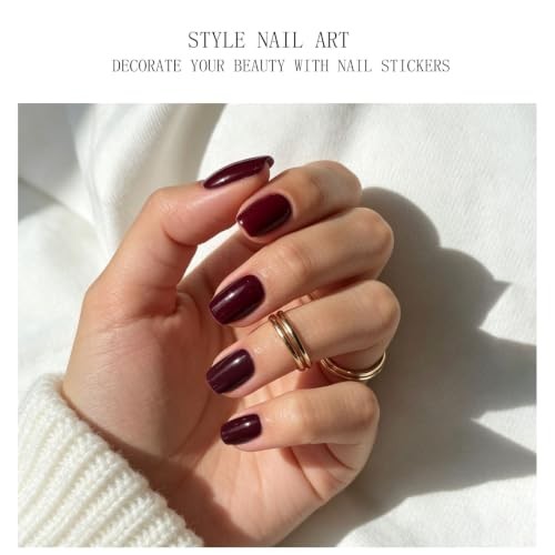 Semi Cured Gel Strips Nail Art Sticker Wrap Wine Red