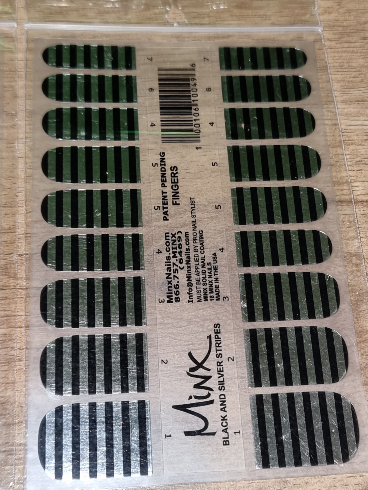 Minx Nail Foils Black Silver Red Stripes Fishnet Shiny Bright New