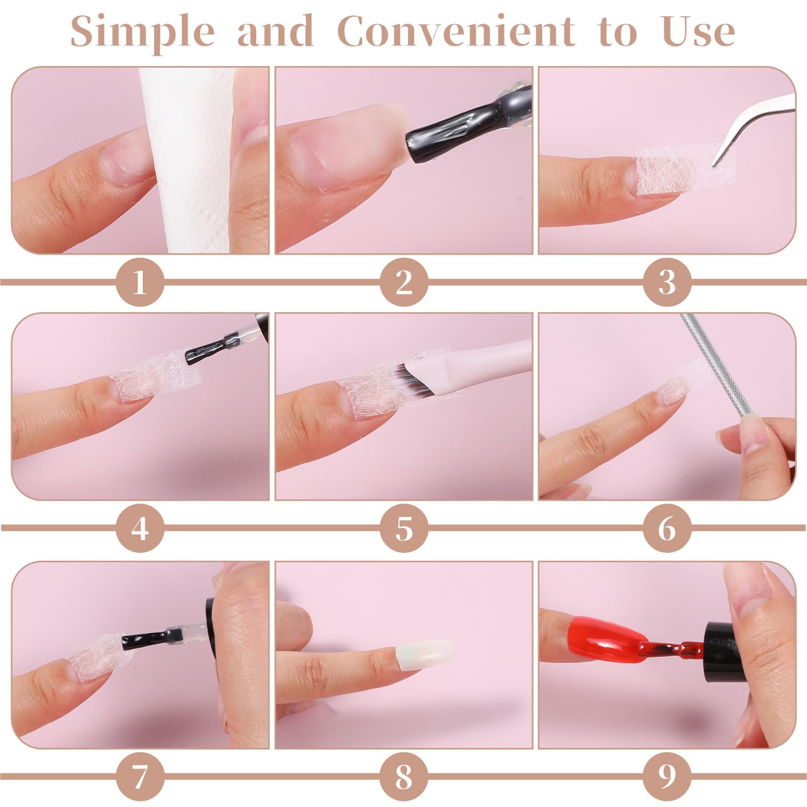 YBEATY 100 PCS Silk Nail Extension Wrap Kit 3.15 × 1.57 × 0.04 Inch, White