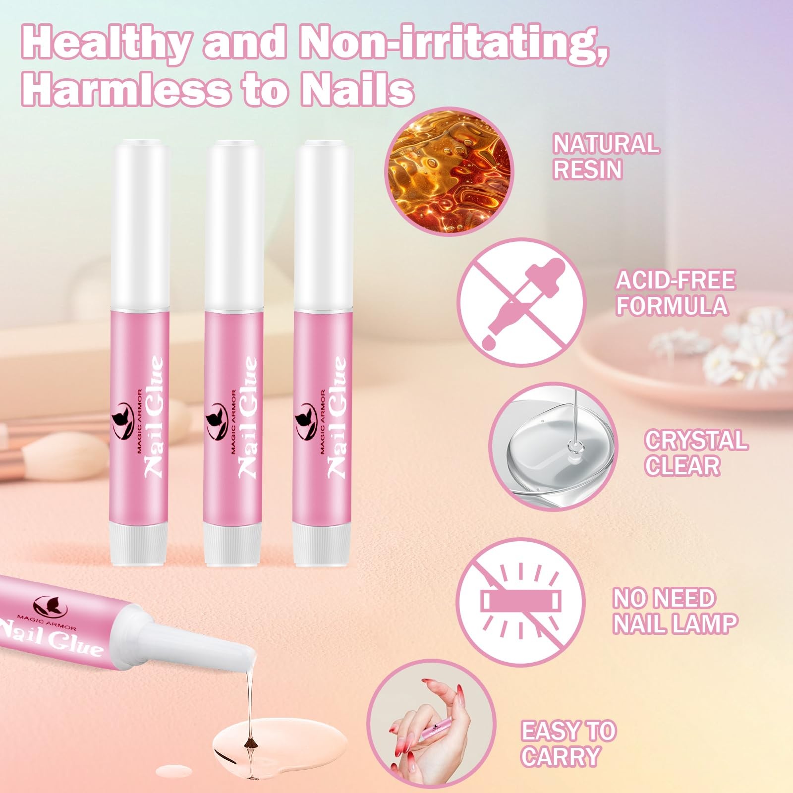 15PCS Nail Glue for Acrylic Nails, Professional Nail Tip Glue for Fake Nails …
