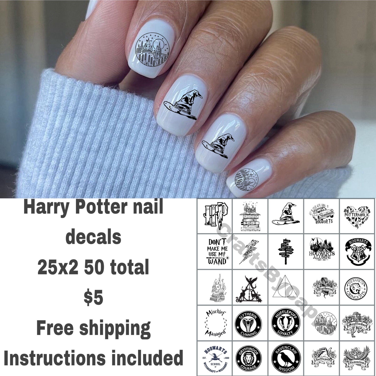 Harry Potter Nail Decals Set Of 50