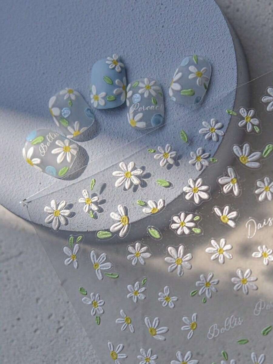 Daisy Flower Nail Art Stickers Water Decals, Cute Nail Sticker