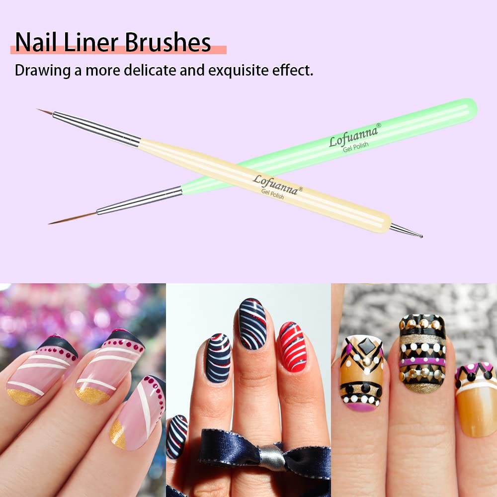 Nail Art Brushes Set 6Pcs Nail Tips Art Design Tools with Poly Extension Brus…