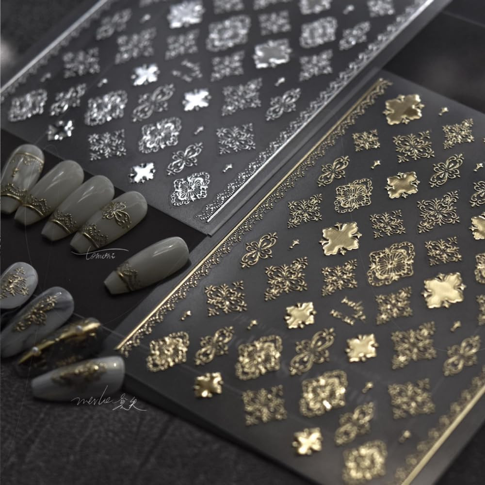 5D Embossed Nail Stickers, Premium Salon-Quality Self-Adhesive 3D Nail Art Decal