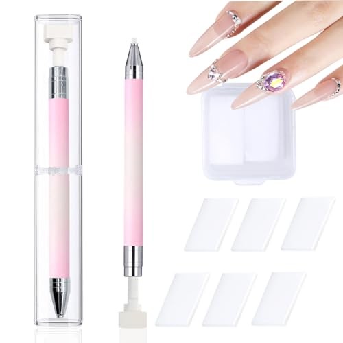 Rhinestone Picker Tool Wax Pen, 1pc Refillable Wax Pen with 6pcs Wax,