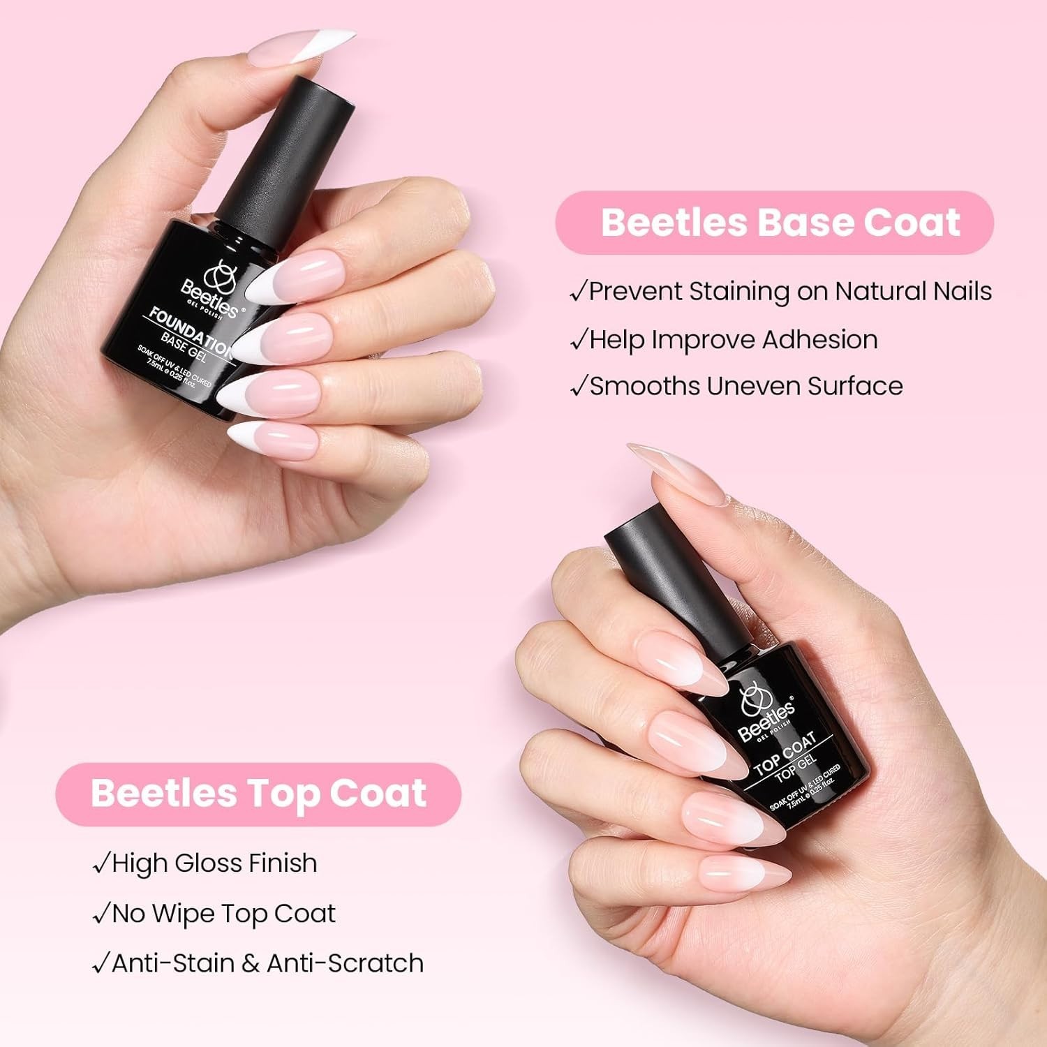 Beetles Gel Nail Kit Flat-X, Square Medium, 320pcs 16 Sizes Nail tips, with 1…