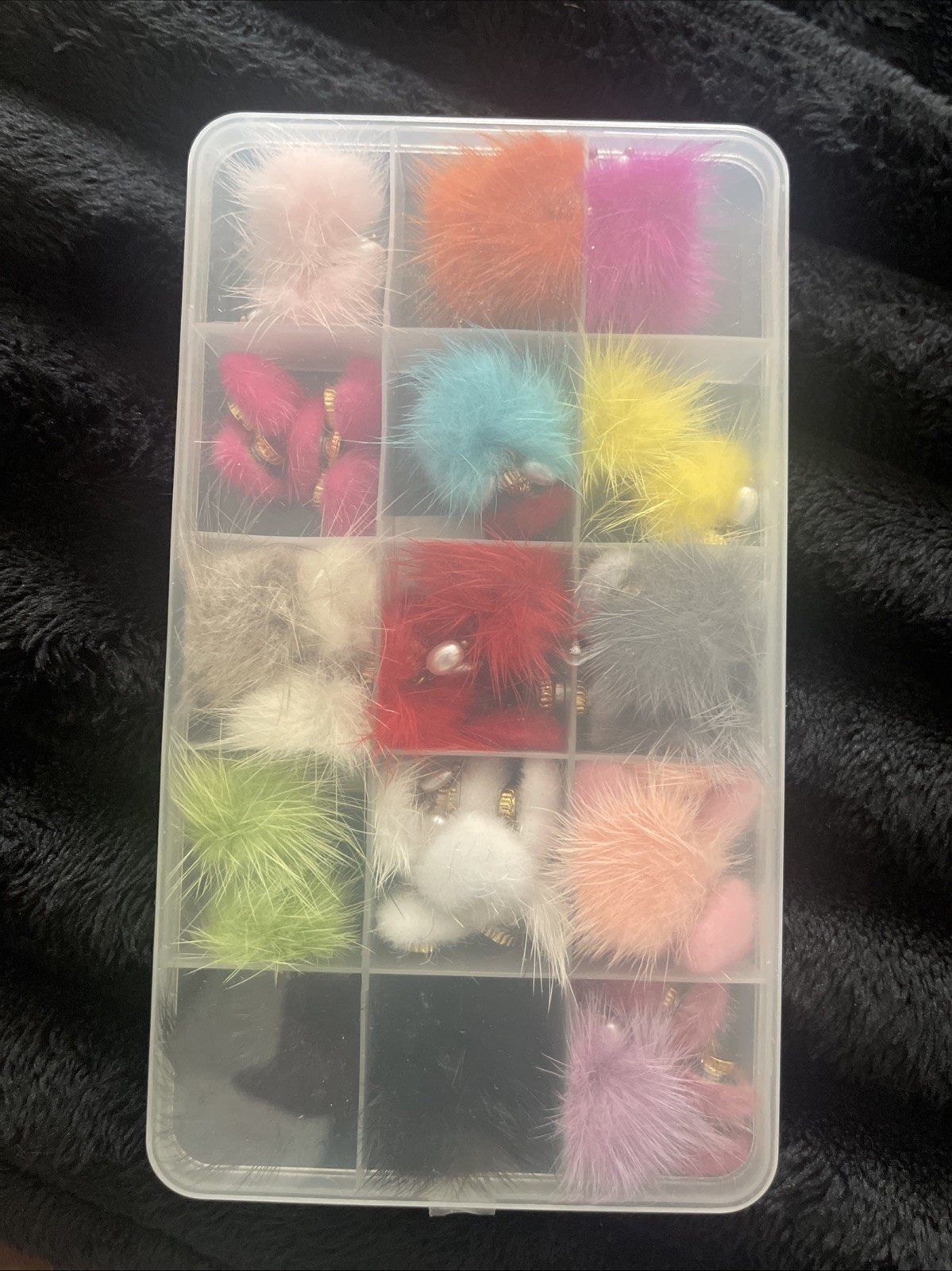 24Pcs Detachable 3D Nail Plush Faux Fur Balls Removable Nail Art Fluffy Pom Ball