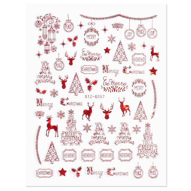 Christmas Foil Transfers Nail Art Metallic Snowflakes Reindeer Stickers Decals