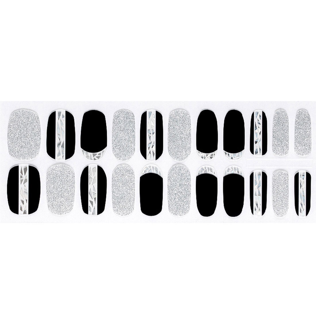 Black Silver Glitter Nail Art Stickers Korean Hologram Point Daily Design Trend