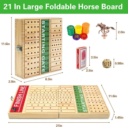 FUNNYB&G 21 inches Horse Race Board Game Foldable Large Large, Log