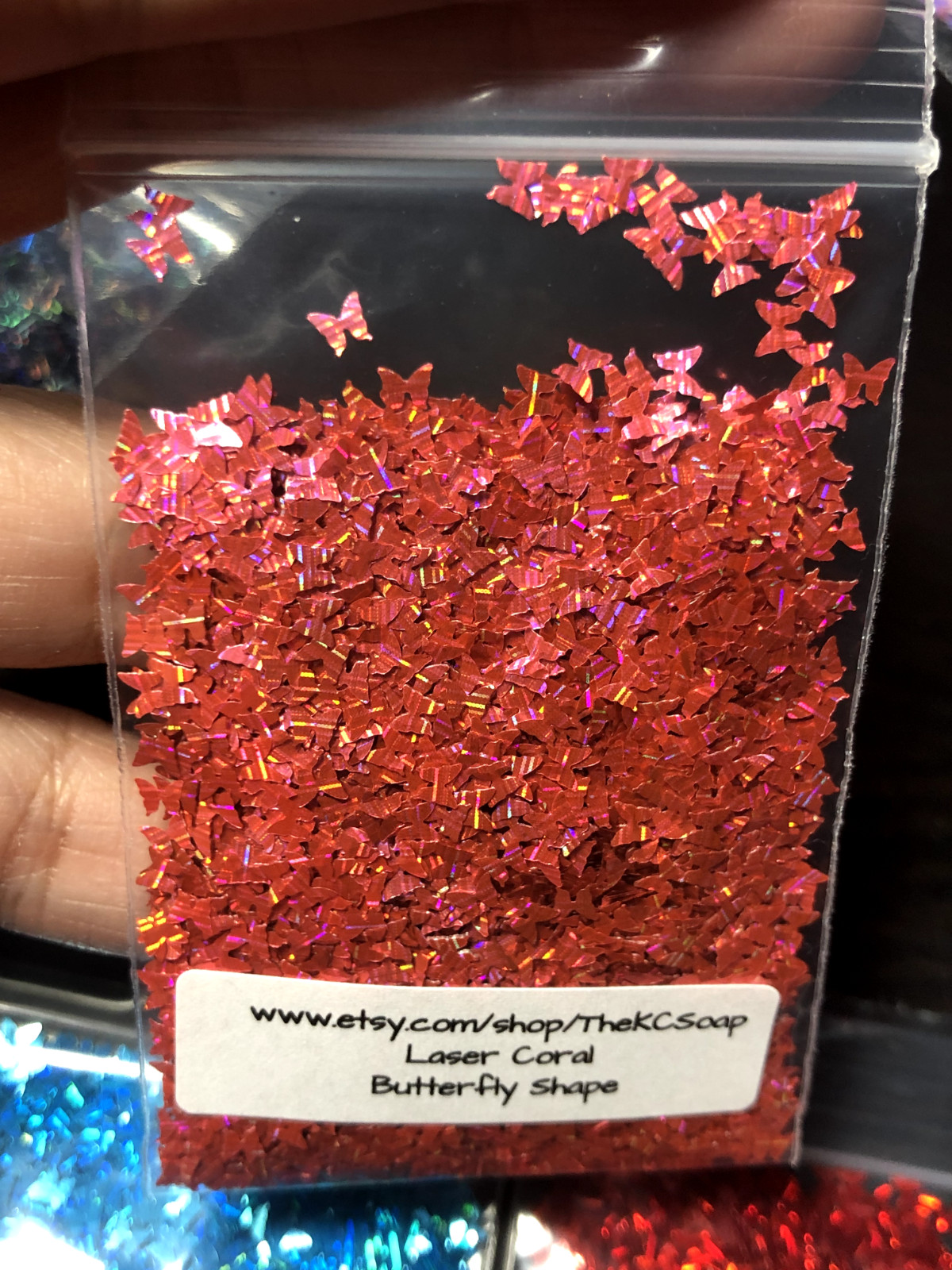 1 TBSP Solvent Resistant LASER CORAL Butterfly Shape Glitter Epoxy US Seller