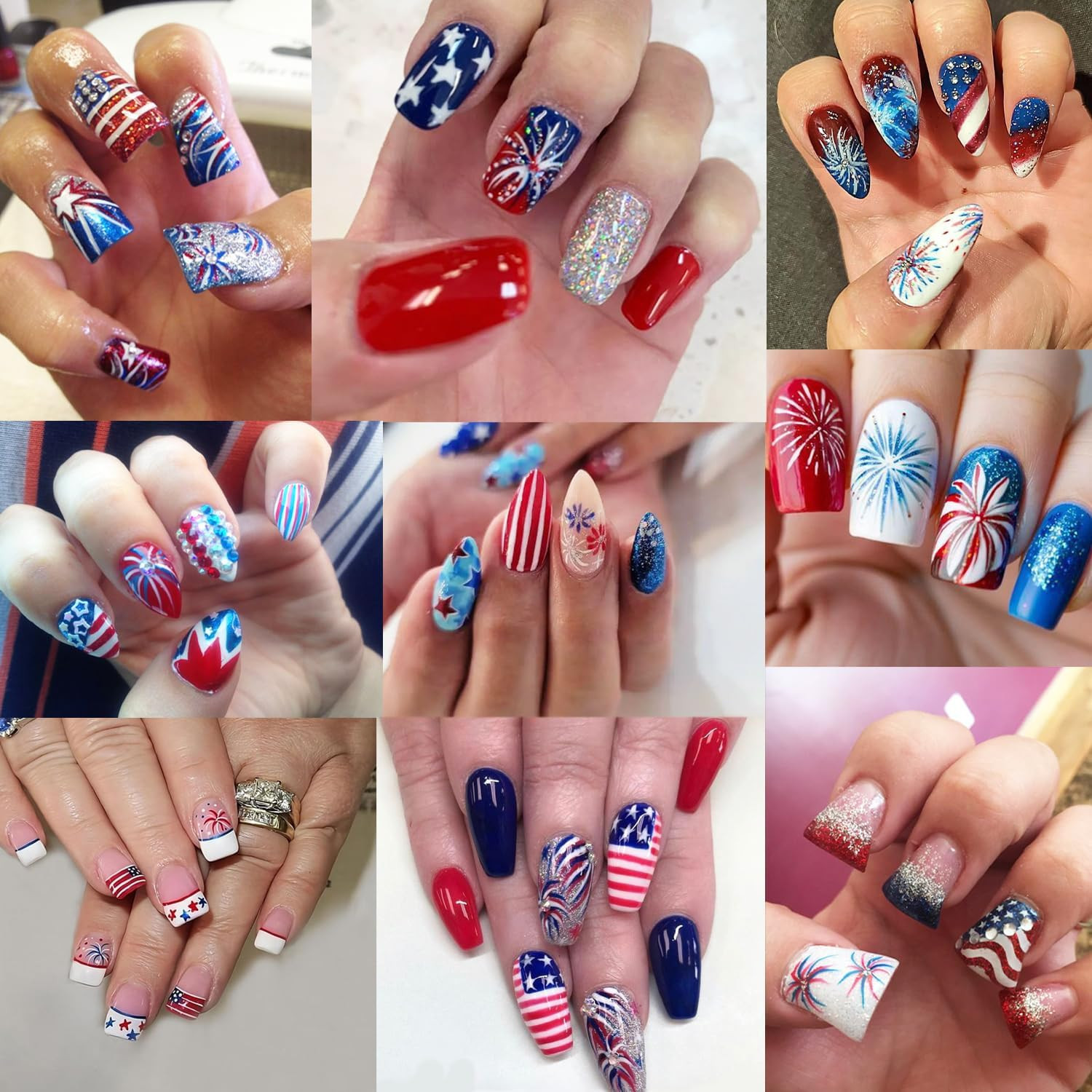 3 Sheets 4Th of July Nail Decals for Nail Art 5D Embossed Nail Art Stickers