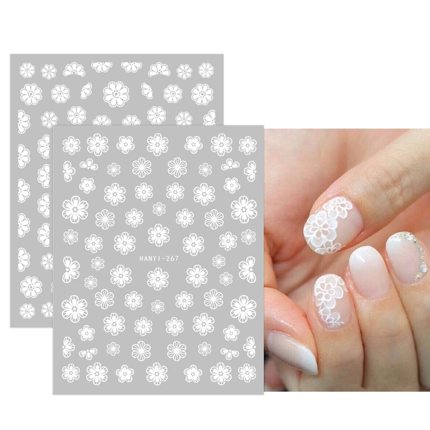 Spring Flower Nail Art Decals 12 Sheets Self Adhesive Easy to Use for Beginners