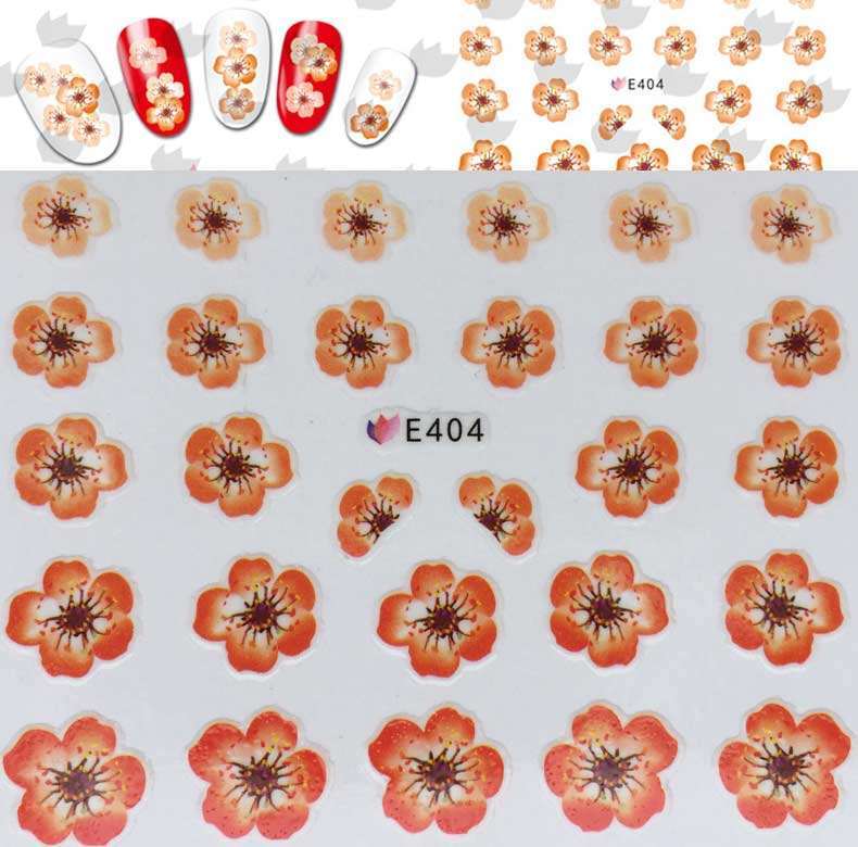 3D Nail Art Sticker Multi Color Cherry Blossom Flower Decals Peel & Stick DIY