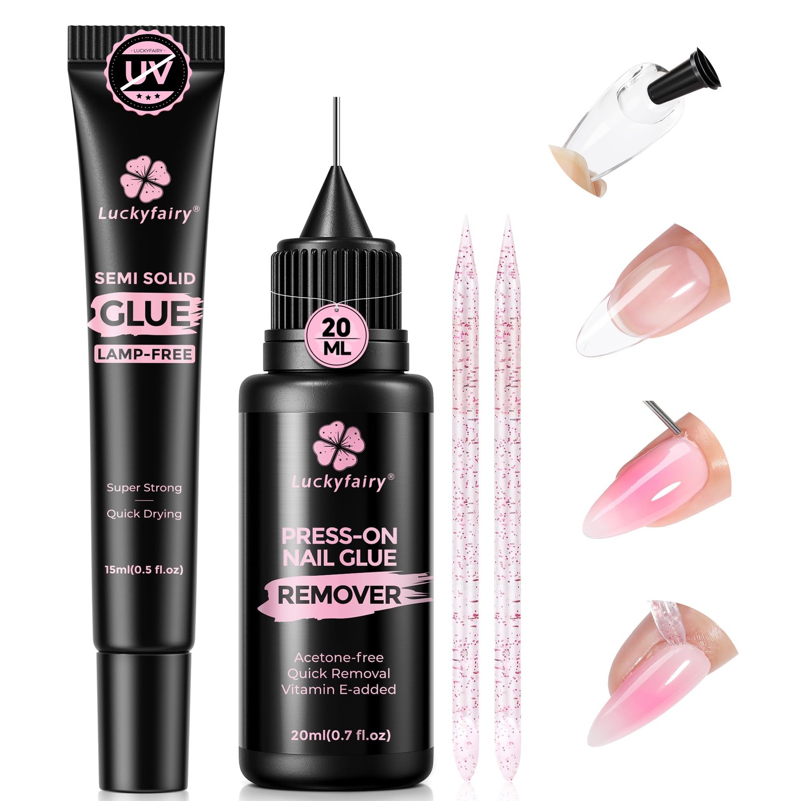 4PCS 15g Nail Glue for Press Ons with 20ml Pinpoint Glue Kit, Quick Dry Super…