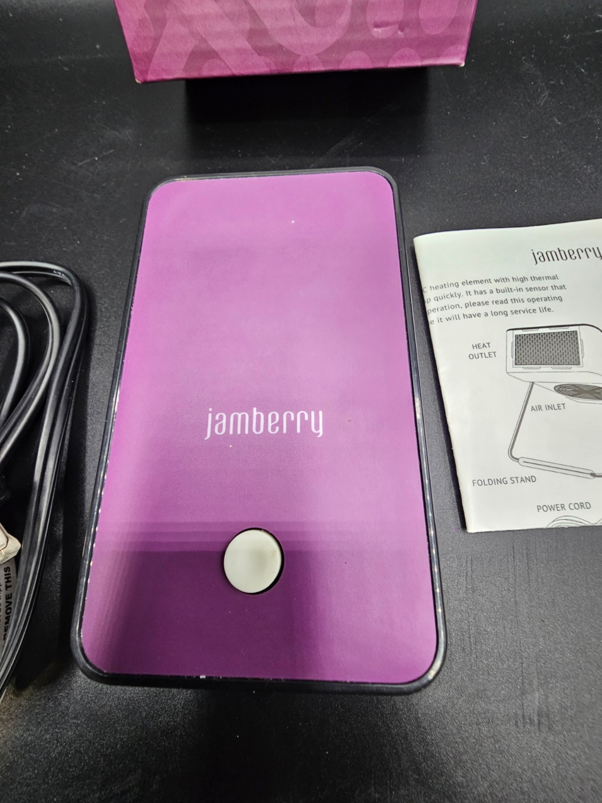 Jamberry Mini Heater Nail Wrap Heater Purple w/ Box Power Cord & Manual Tested