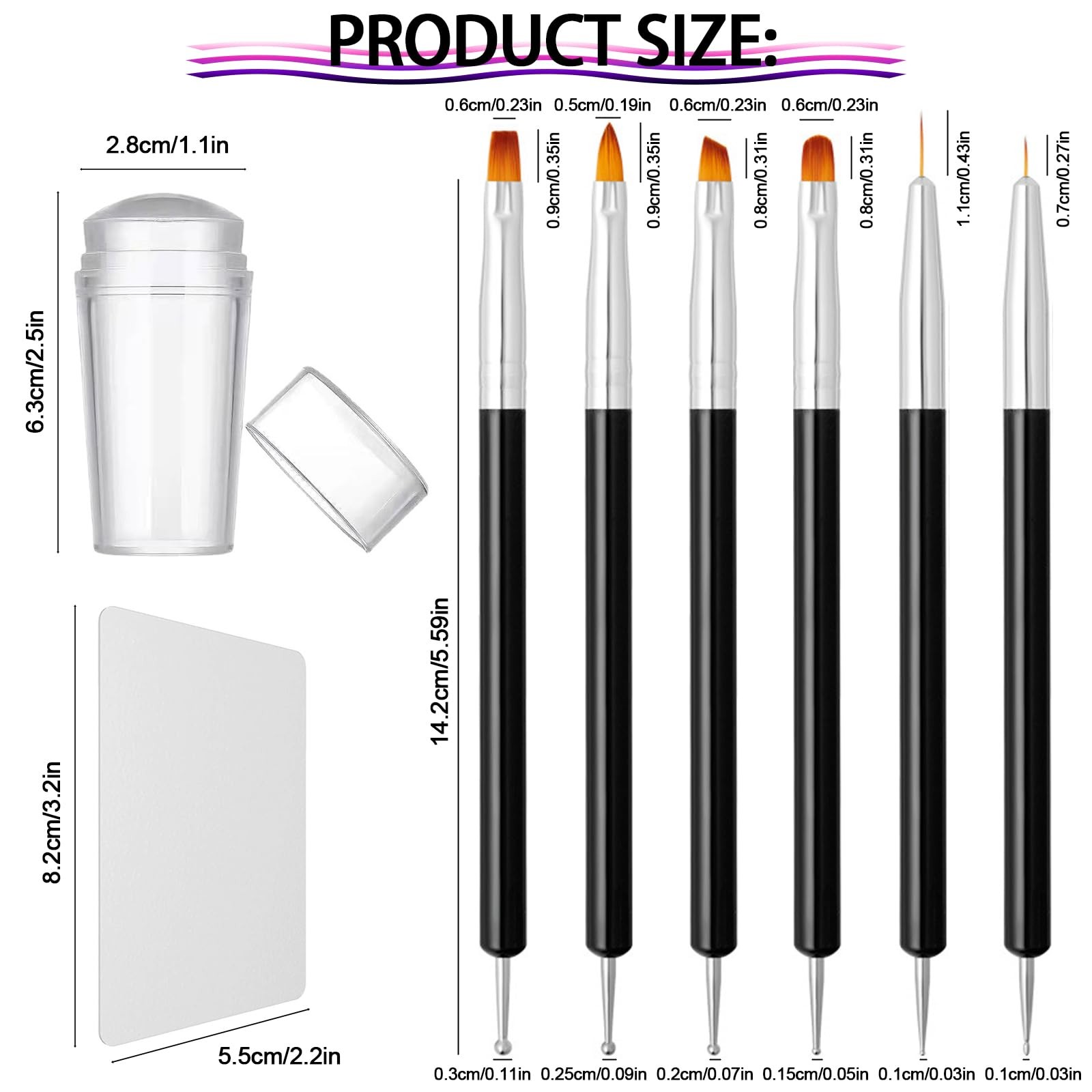 French Tip Nail Stamp Set, Clear Silicone Nails Stamping Jelly Stamper with S…