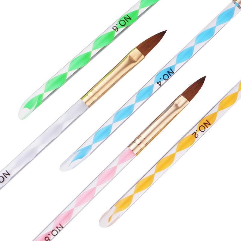 1Set/5pcs Acrylic Handle Nail Art UV Gel Carving Pen Liquid Powder Brush Set Kit