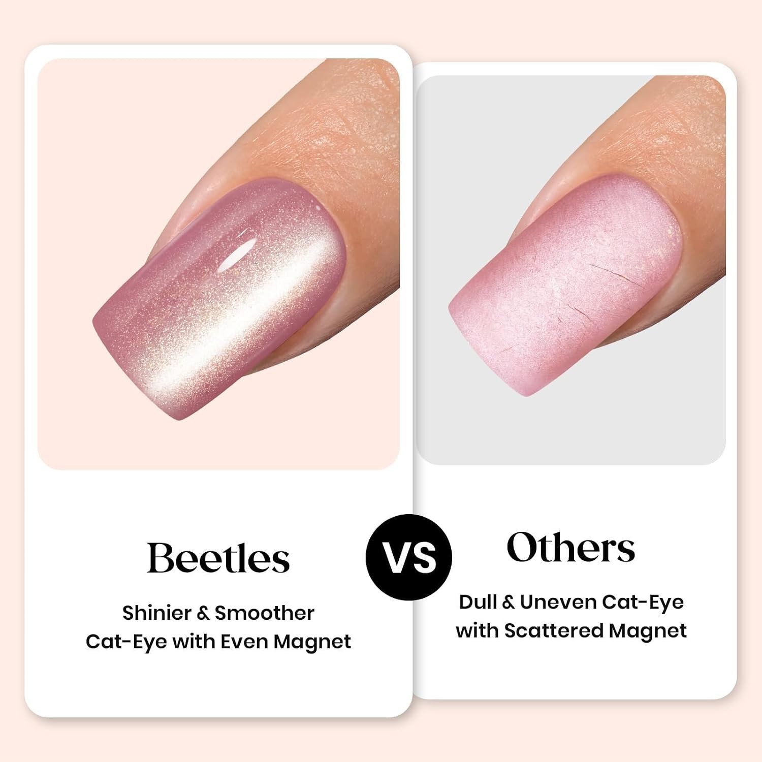 Nude Glitter Cat Eye Almond Reusable Press On Nails