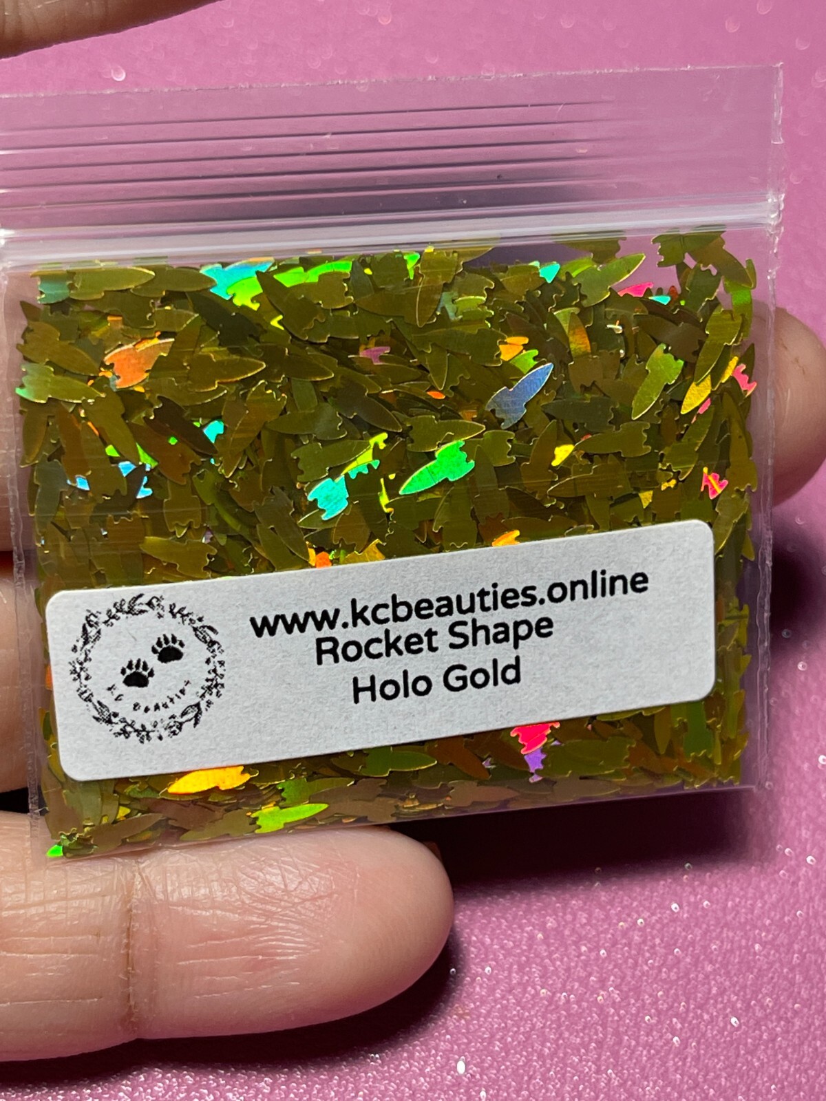 50g Solvent Resistant ROCKET shape Glitter HOLO GOLD Nail ART Craft