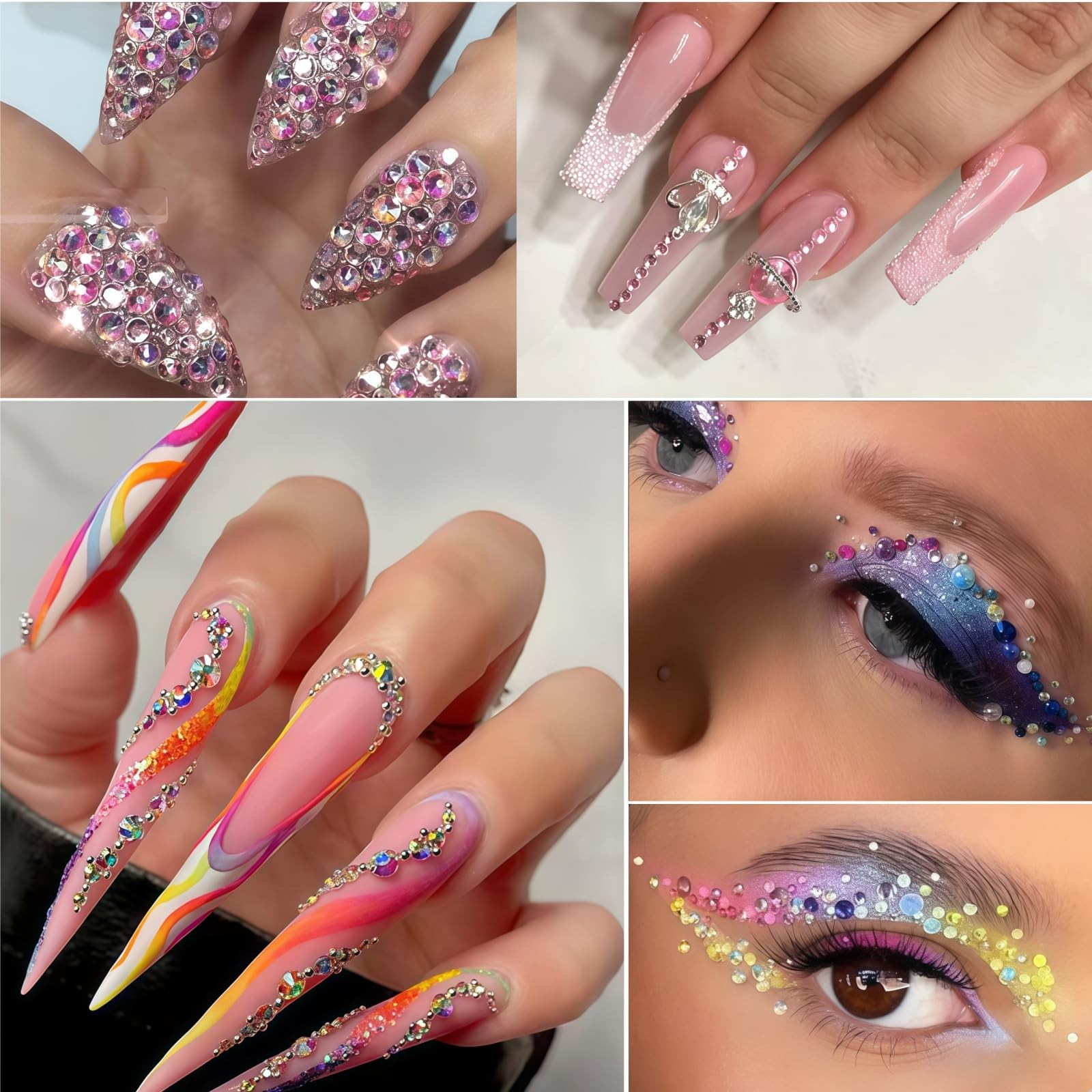 30000PCS Rhinestones Bedazzling Kit with Glue 24 Colors 3mm Nail Art Rhinestones
