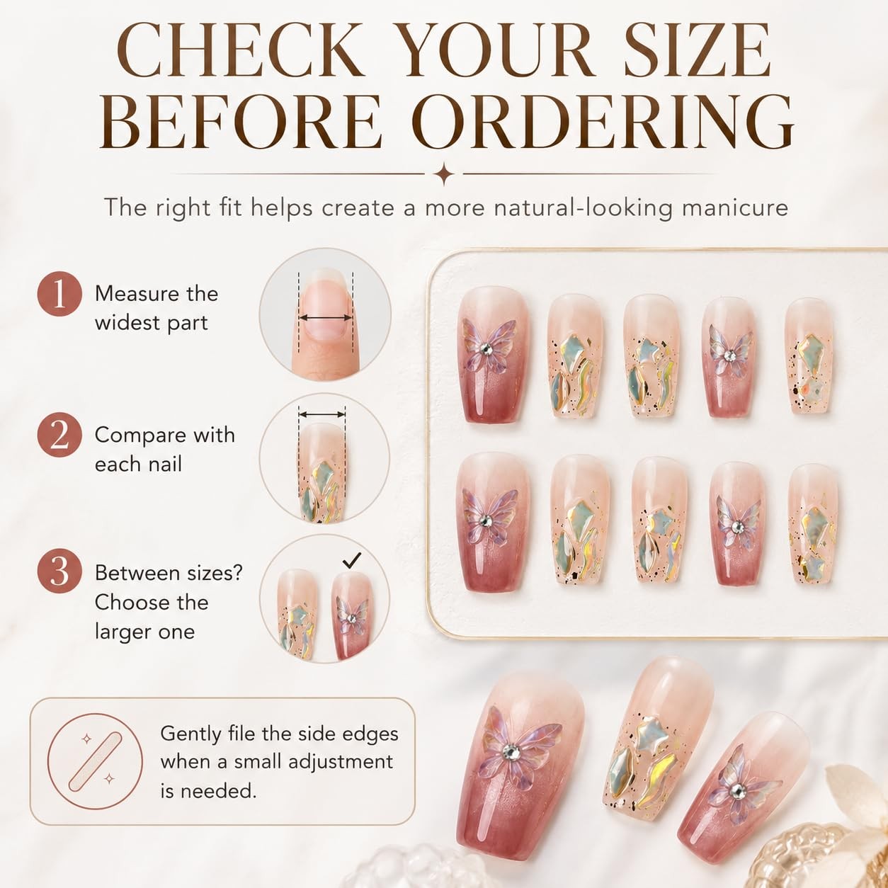 Handmade Press On Nails Short Coffin Acrylic Nails Press Ons