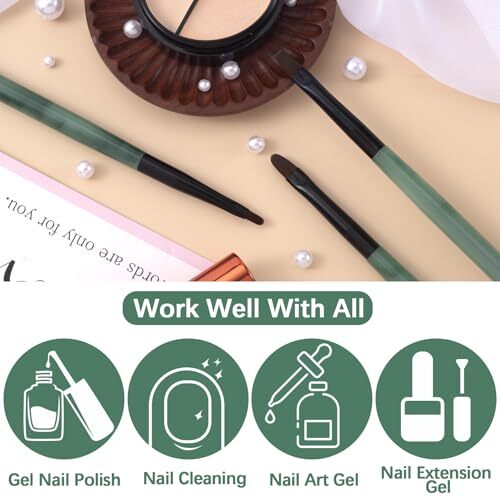 3PCS Nail Clean Up Brushes, Green Nail Art Polish Remover Pens, Cleaning