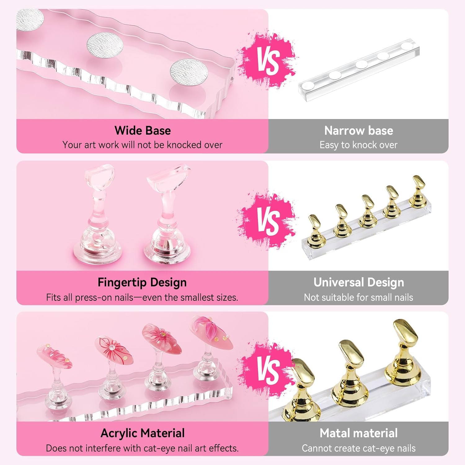Nail Stand For Press On Acrylic Strong Magnetic Nail Holder Kit Medium Clear