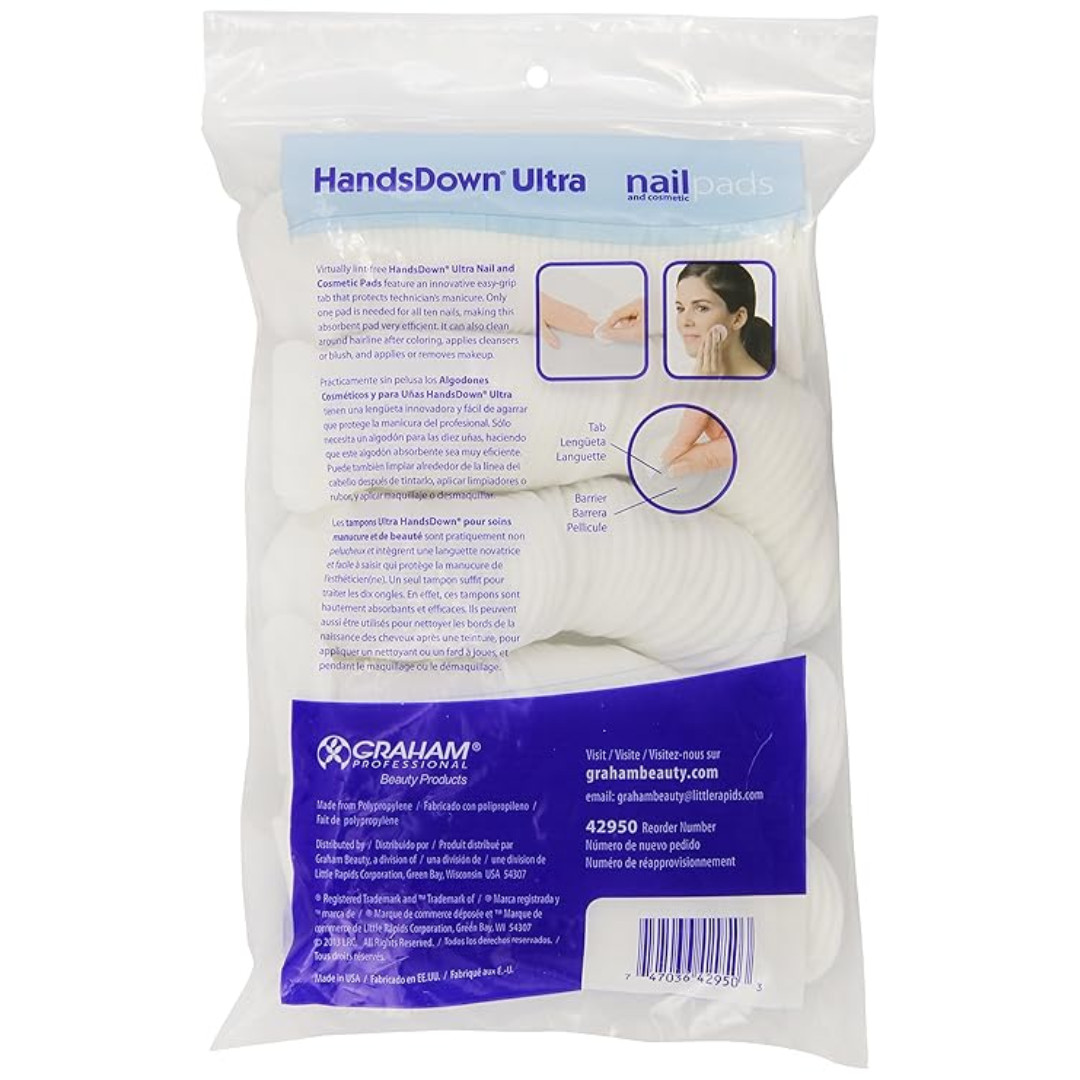 Graham Hands Down Ultra Nail and Cosmetic Pads, White, 240 Count (Pack of 1)