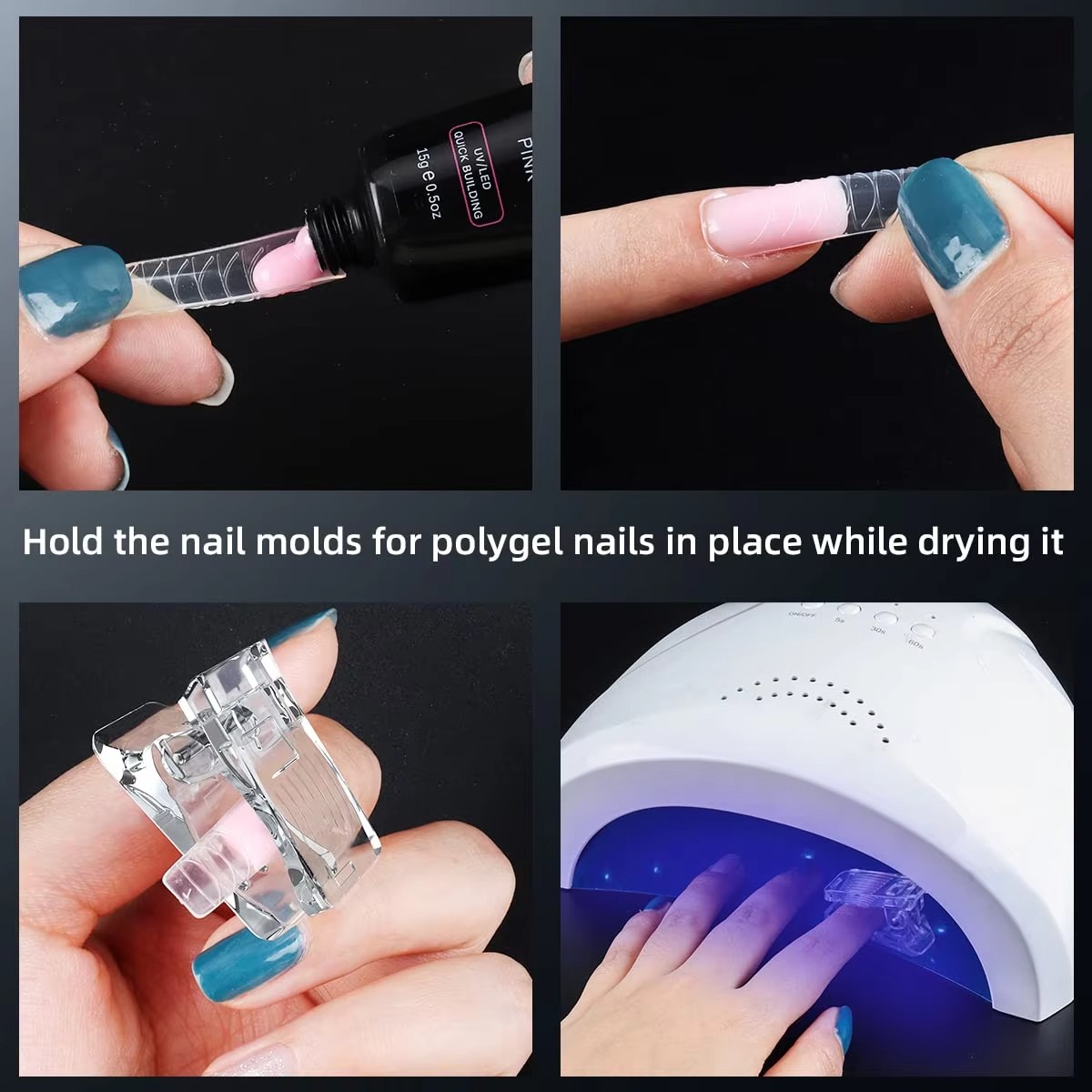 500X Nail Tips Clip Quick Building Poly Builder GelDIY Extension Clamp Clips LOT