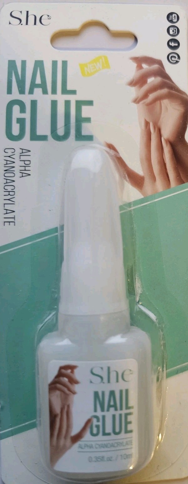 SHE MAKEUP NAIL GLUE – 0.35OZ ALPHA CYANOACRYLATE