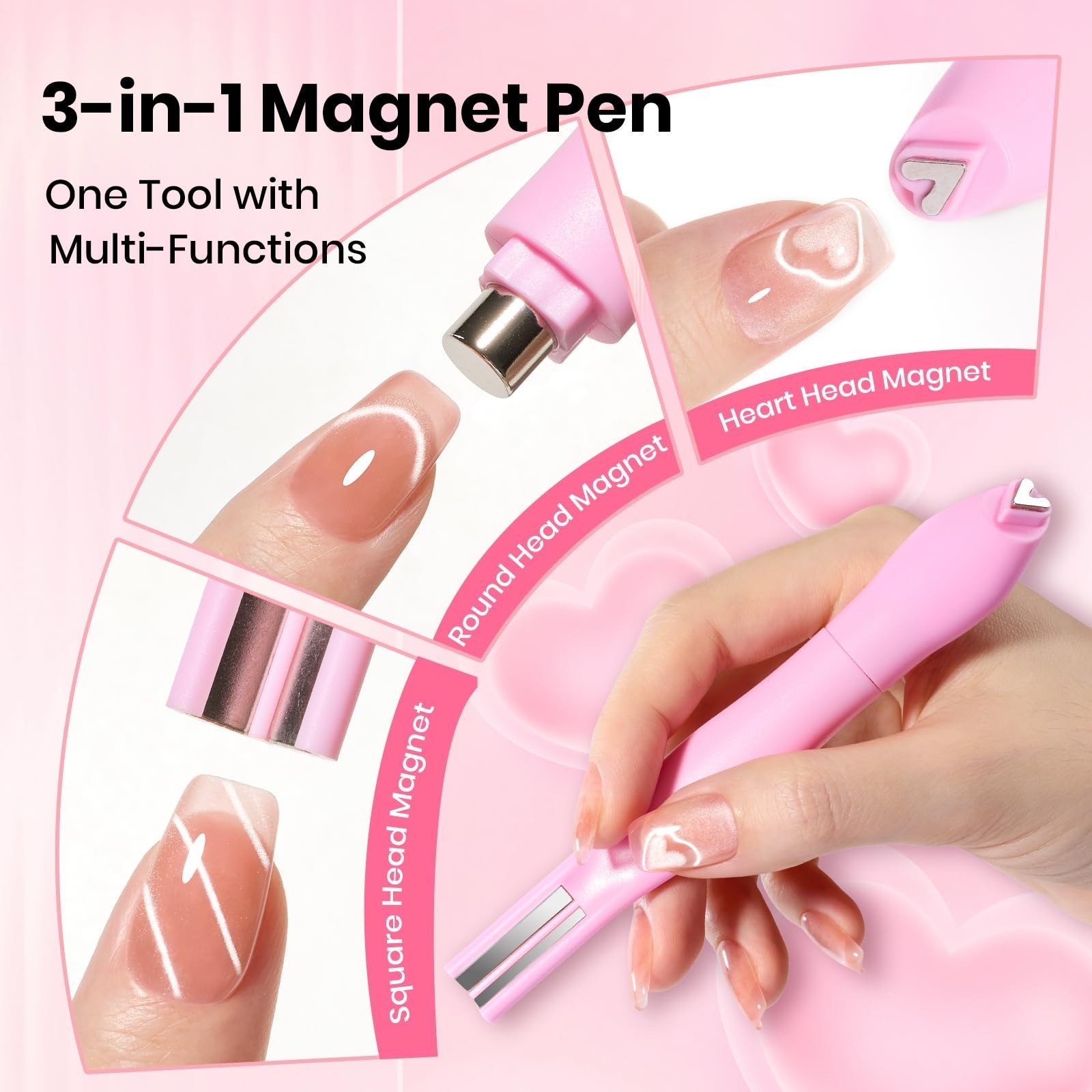 Beetles Cat Eye Magnet 3 in 1 Nail Art Tool for Gel Polish
