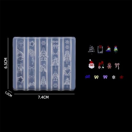 Christmas Nail Mold 3D Silicone Tools Snowman Bows Nails Xmas Tree Snowflakes