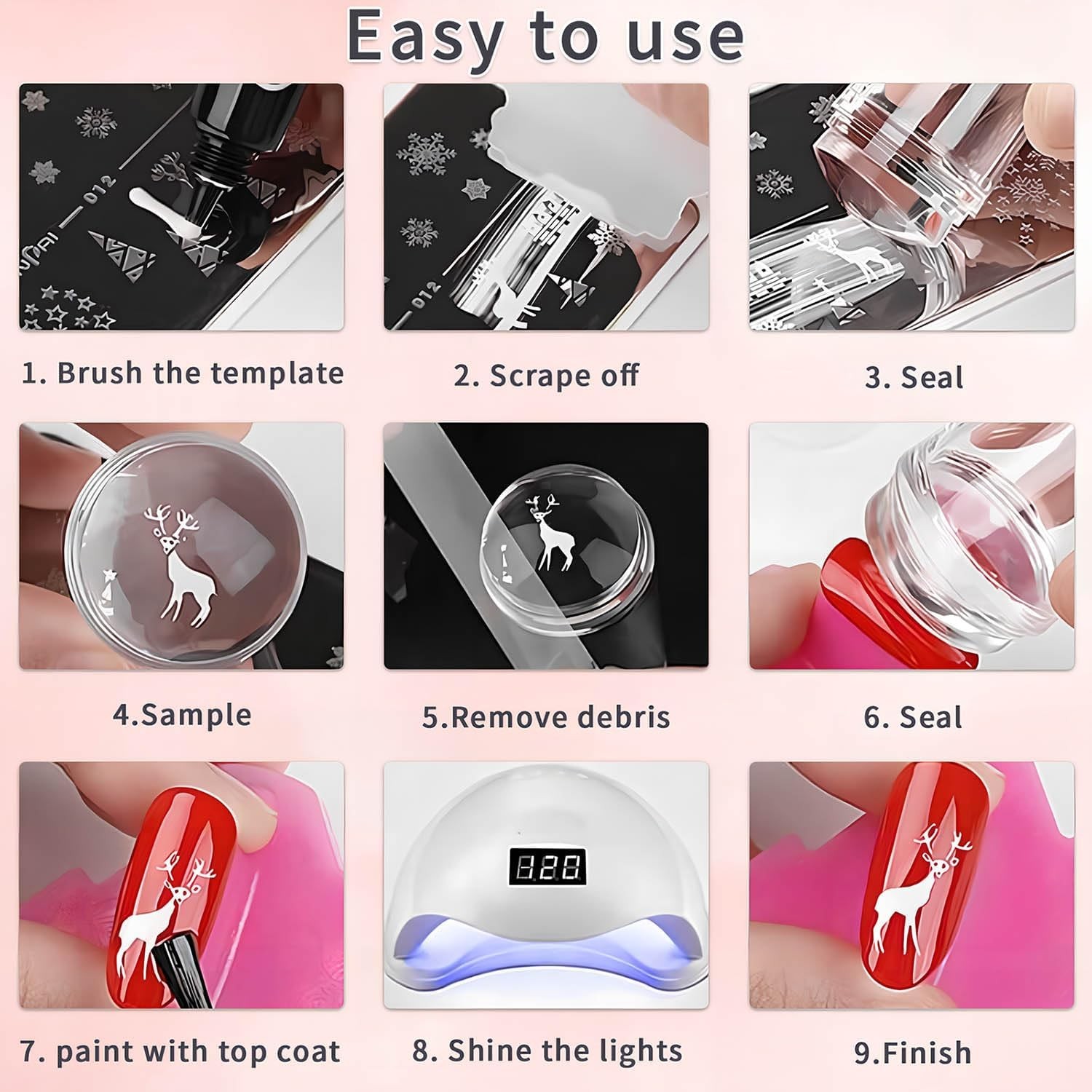 French Tip Tool Nail Art Stamper Kit Silicone Stamping Jelly with Scraper