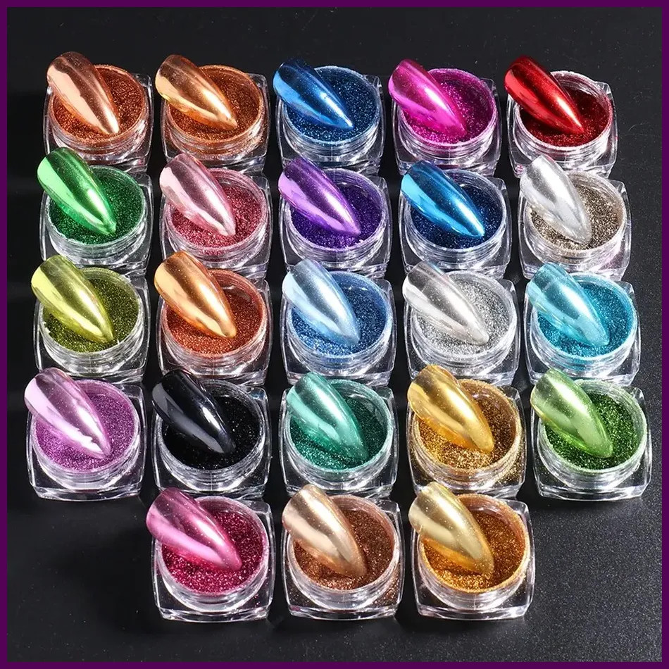 23 Colors Metallic Chrome Nail Powder Set Y2K Magic Mirror Gold Silver Decor