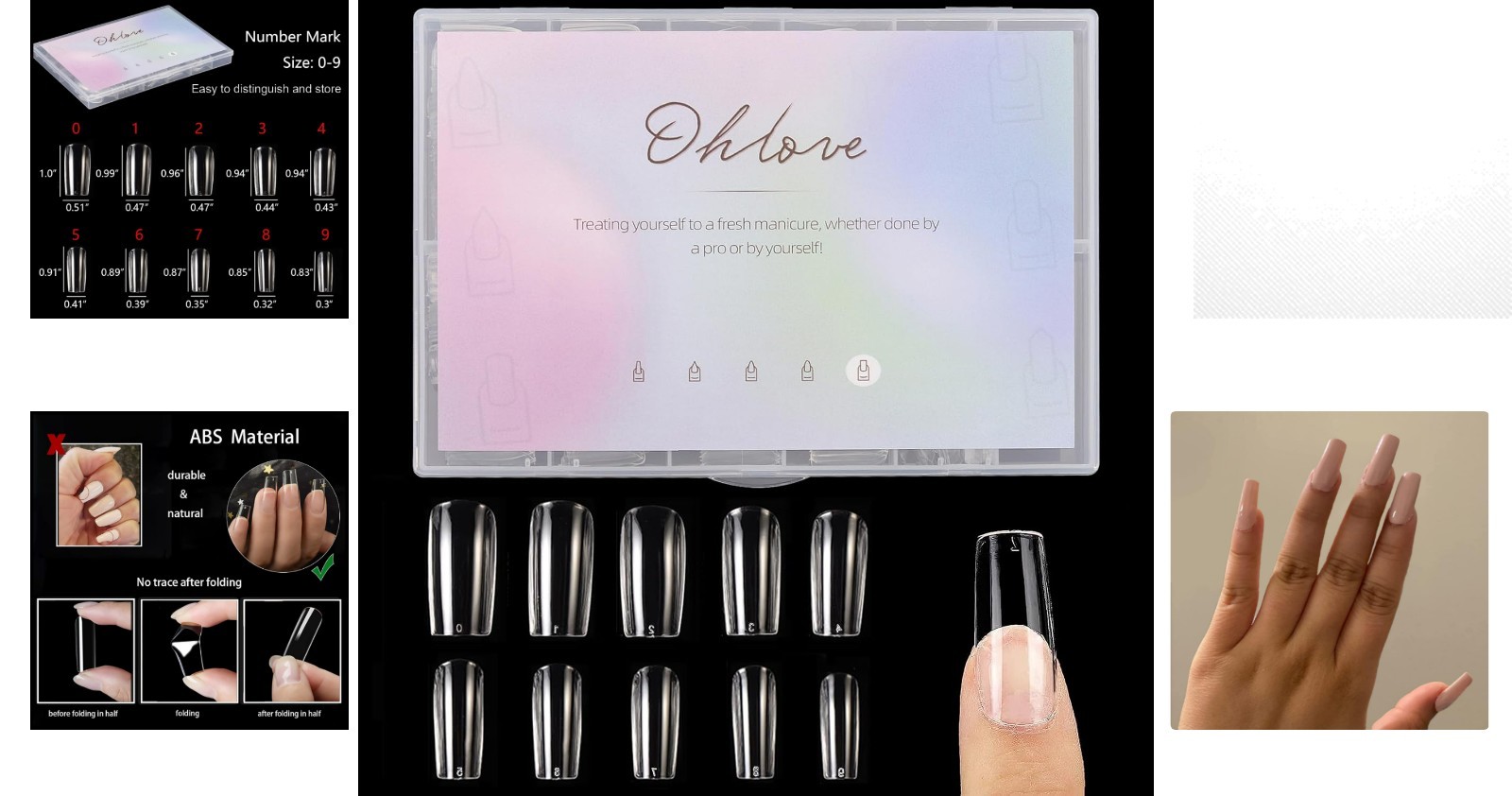 500Pcs Durable Square Nail Tips – Clear Acrylic, Ideal for All Occasions
