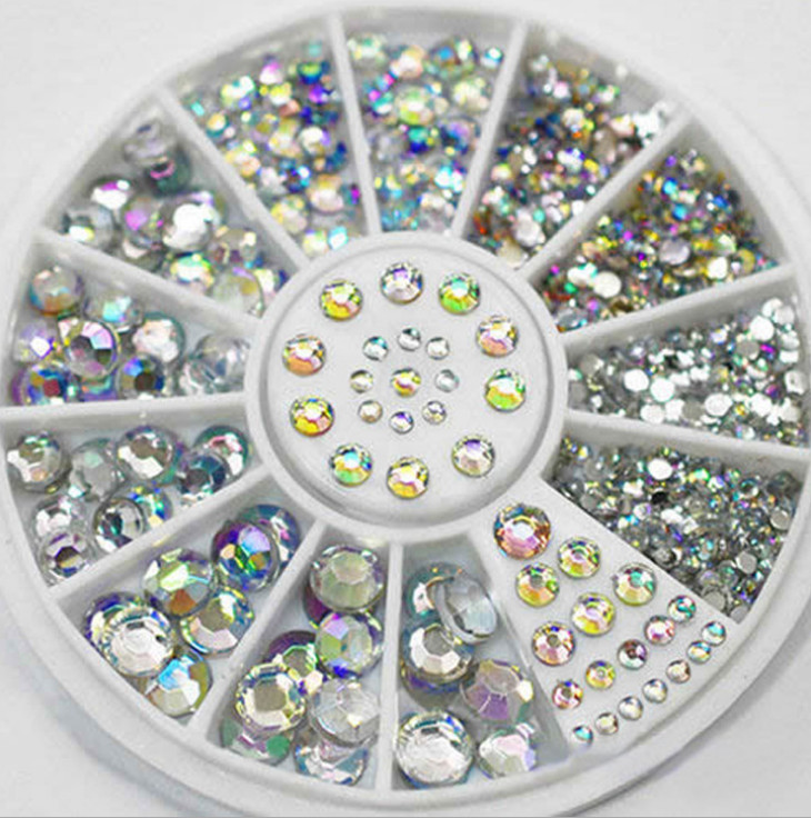 6cm 12 lattices Mixed Size Nail Rhinestones and Crystal Nail Art Decorations Set