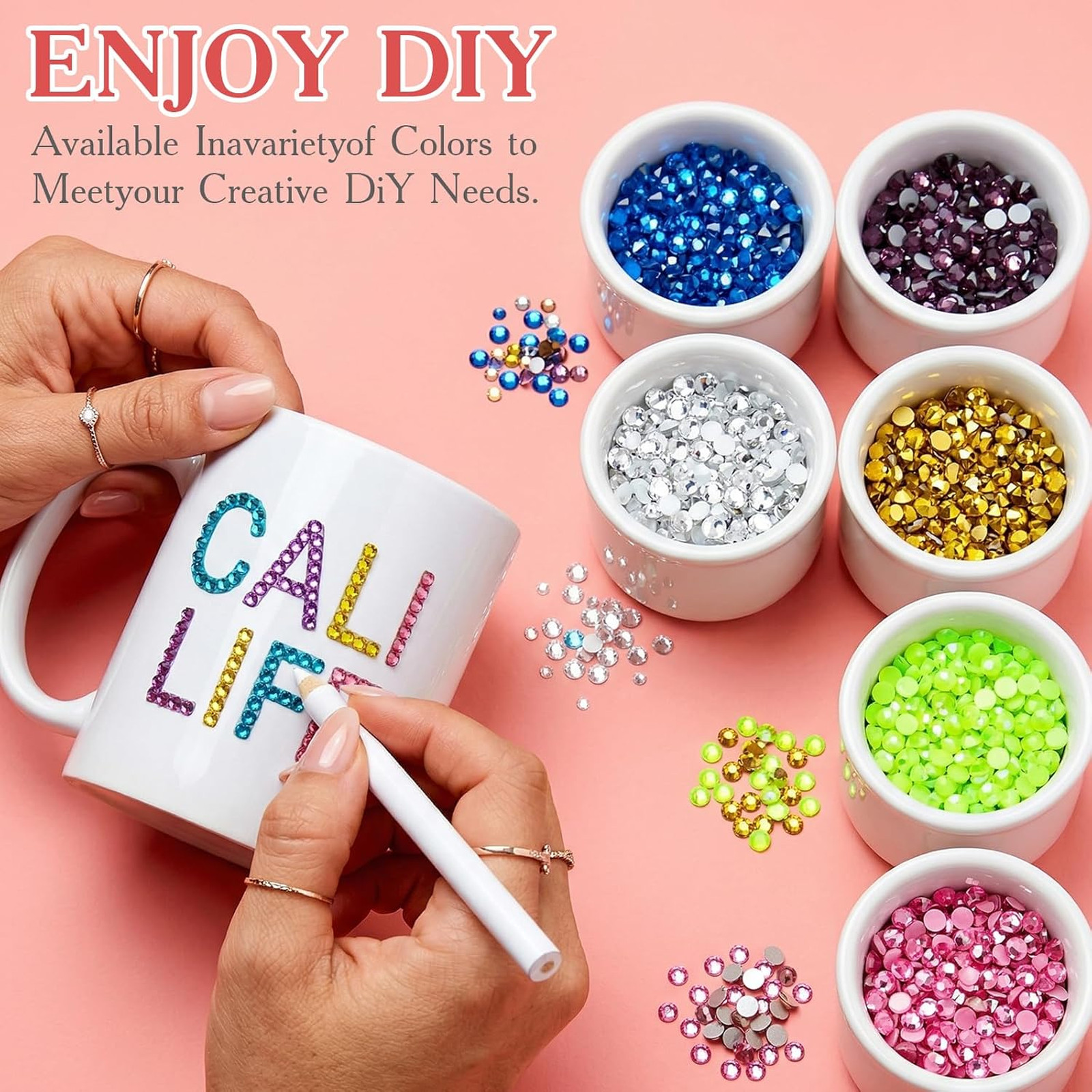Bedazzling Kit with 3mm Rhinestones, Resin Flatback Gems, 42 Colors Craft