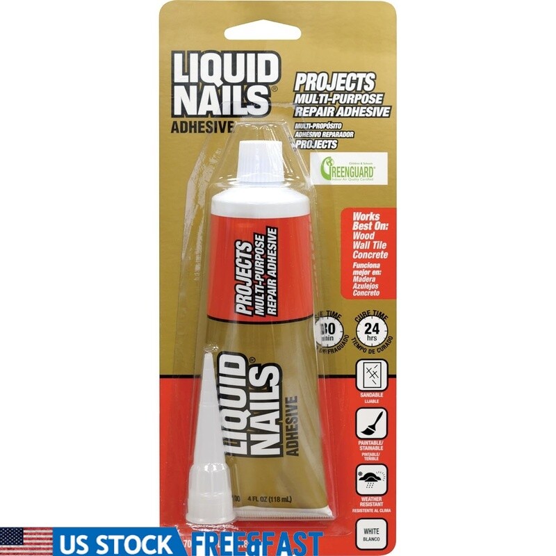 Permanent Construction Adhesive Small Projects Repairs Waterproof Bond 4oz New