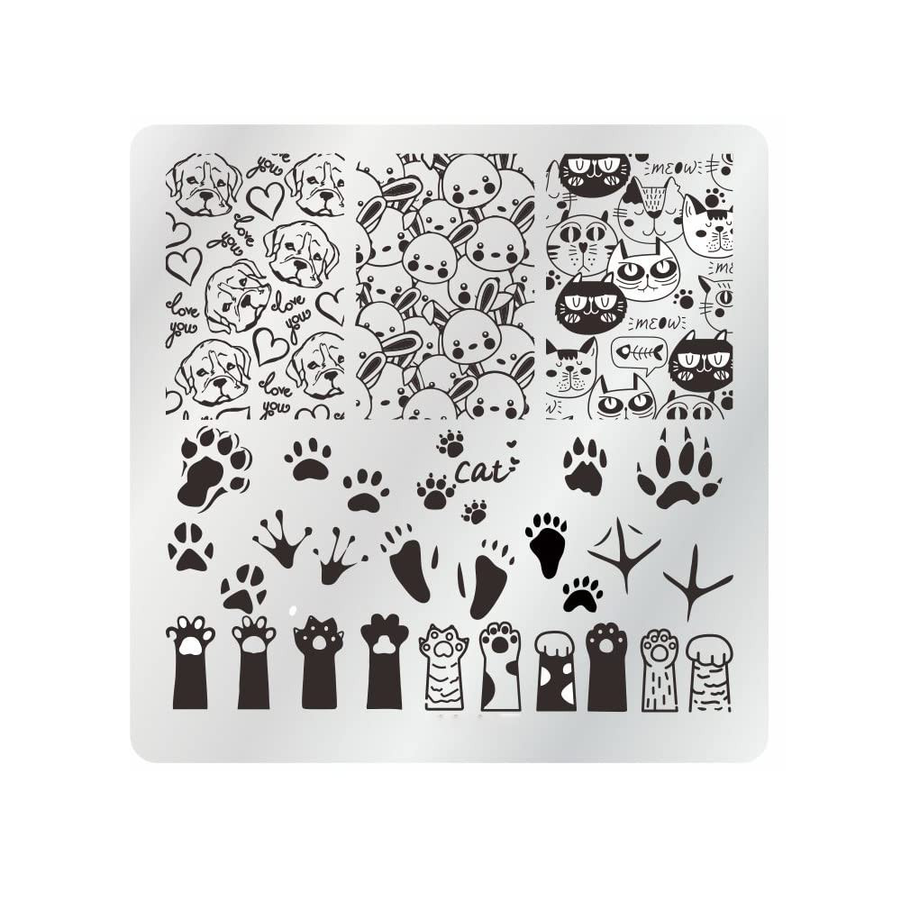 15Pcs Nail Stamping Plates Set with Stamper, Scraper & Storage Bag, 6x6cm