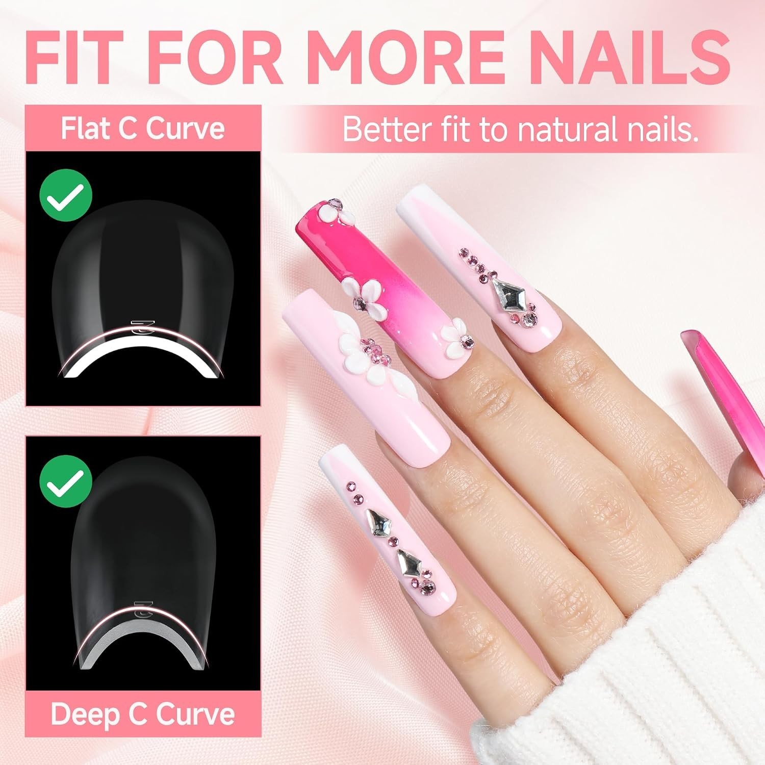 Half Matte Full Coverage Traceless Gel Nail Tips – 216PCS for Creative Designs