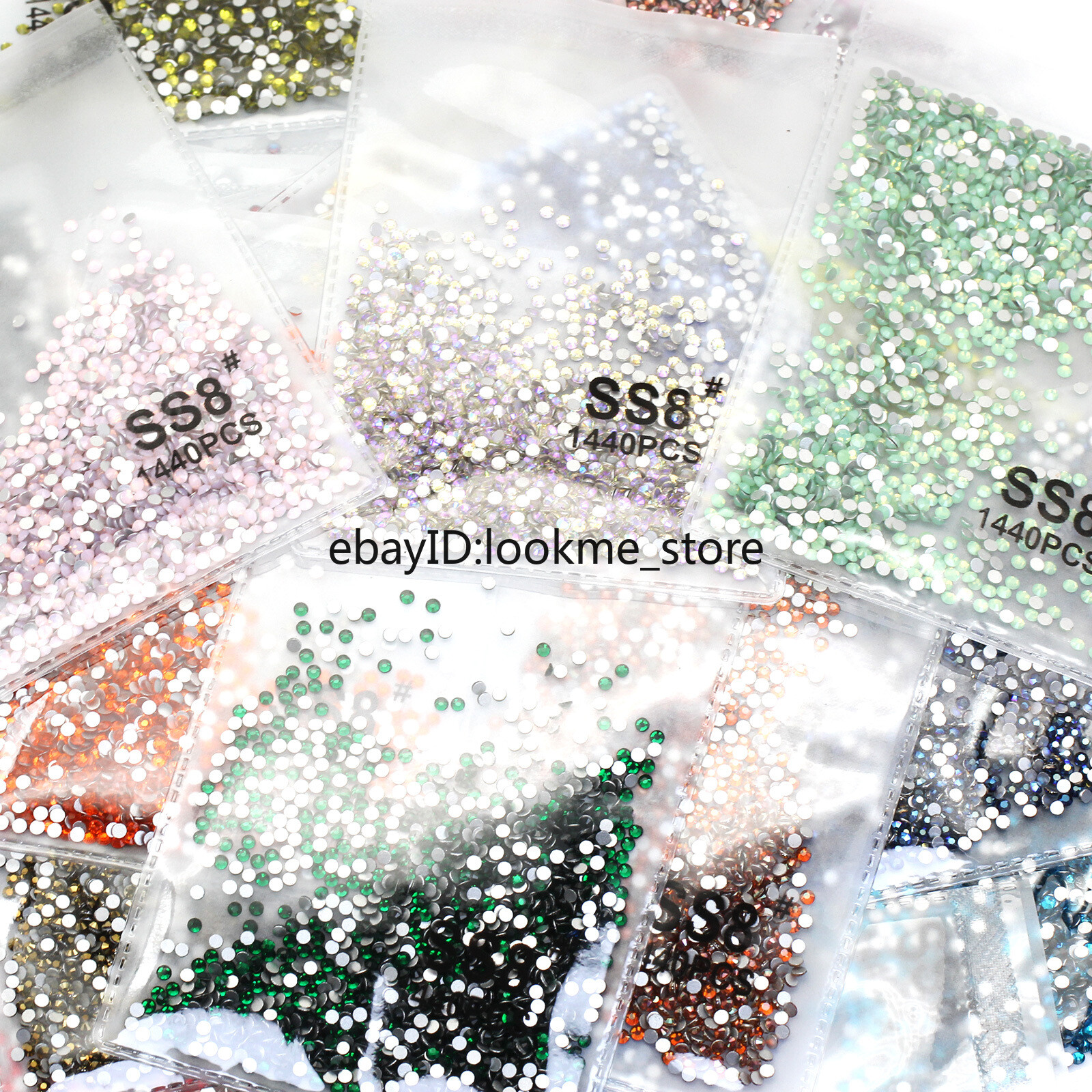 1440pc 2.5mm (ss8) Crystal Glass Rhinestones Flatback Gems Nail Art Crafts Decor