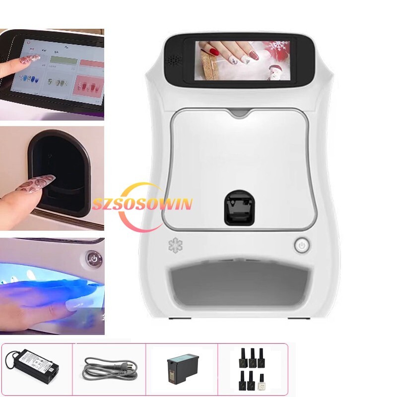 Touch Screen 3D Nail Printer Machine Mobile DIY Nail Art Printer With Gel Dryer