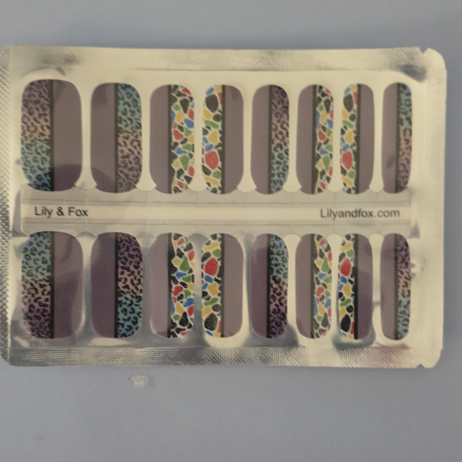 Lily & Fox Nail Wraps – Multicolor / Gray / Black – Leopard Animal – Full Wrap