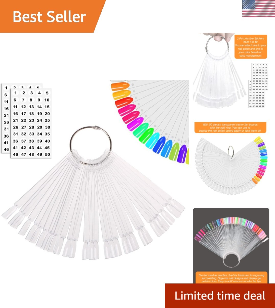 50 Pcs Transparent Nail Swatch Sticks with Ring – Perfect for Art Practice