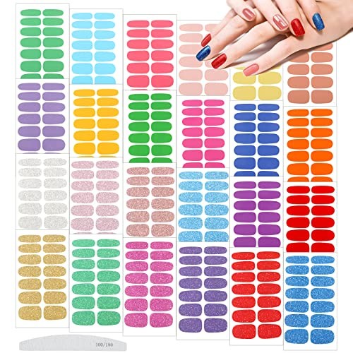 336 Pieces 24 Sheets Full Nail Stickers Wraps Polish Bright Style Bright Color