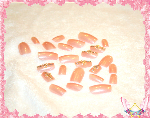 Starsire Pink Pearls Very Rhinestone Japan Acrylic Fake 24 3D Shiny Full Nails